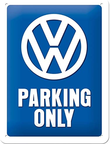 Nostalgic-Art Retro Blechschild, 15 x 20 cm, VW – Parking Only – Volkswagen Bus Geschenk-Idee, Original Lizenzprodukt (OLP), aus Metall, Vintage Design, Blechschilder Sprüche