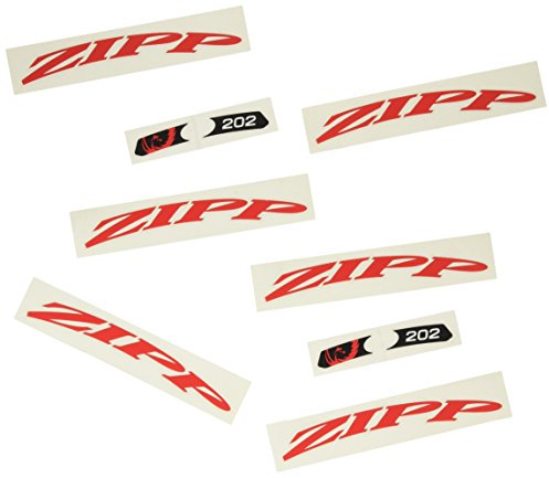 Zipp 202 - Set Adesivi da Ruota 700 c, con Logo, Senza Bordo, Colore: Rosso