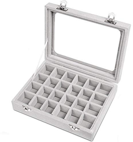 Meshela 24 Fächer Damen Schmuckkasten Schmuck Box Schmuckkoffer Schmuckständer Aufbewahrungsbox für Ringe Ohrringe Halskette