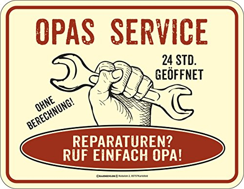 RAHMENLOS Opa's Service Blechschild