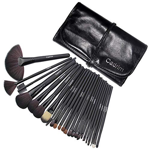 Cadrim Pinceaux Maquillage Cosmétique Professionnel 24pcs Pinceaux Maquillages Synthétiques Haut De Gamme pour fond De Teint Mélange Poudre pour Le Visage Blush Concealers Ombres à Paupières(Noir)