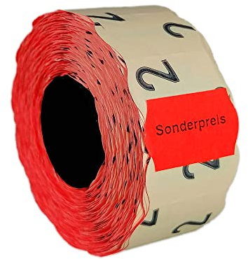 10 Rollen Sonderpreis-Etiketten 26x16 leucht-rot permanent Aufdruck: Sonderpreis mittig 11.000 Preisauszeichner Etiketten von HUTNER
