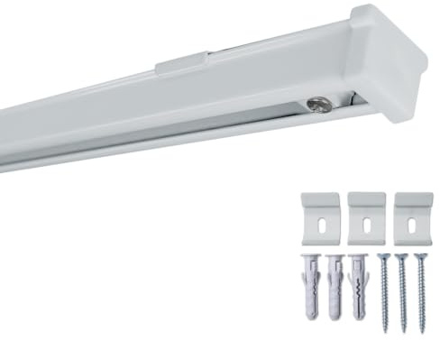 Rollmayer Gardinenschiene SMART-KLICK Montage nur Silber Schine 200cm | Aluminium glänzend Einläufige Deckenschiene Innenlaufschiene für Gardinen & Vorhänge