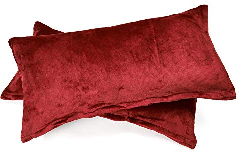 MALIKA Set 2er Kissenbezug Cashmer Touch Fleece Kissenhlle Sofakissen Kopfkissenbezug Kissenbezug Couchkissen, Gre:2X 40x80 cm, Designe:Bordo