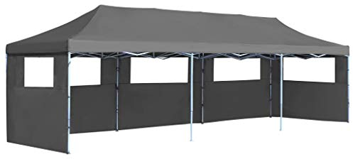 Festnight Faltzelt Pop-Up mit 5 Seitenwänden | Partyzelt | Gartenzelt | Garten Pavillon | Festzelt | Festpavillon | Anthrazit Oxford 3x9 m