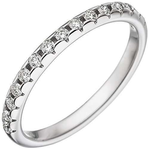 Jobo Damen-Ring aus 14 Karat 585 Weißgold mit 15 Diamanten Größe 56