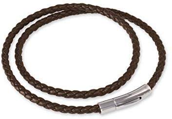 Fly Style Halskette aus Kunstleder braun geflochten mit Verschluss aus Edelstahl - Herren Kette, Längen:ca. 45.0 cm, Stärke:3 mm