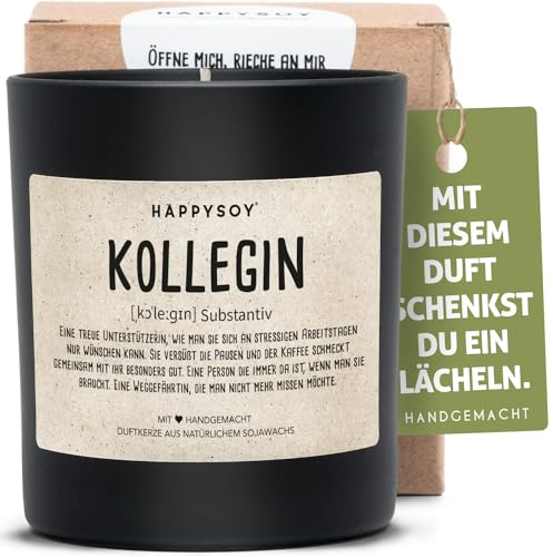 Geschenk Kollegin Duftkerze im Glas mit Spruch aus Soja - natürlich handgemacht nachhaltig - persönliche kleine Geschenkidee für beste Arbeitskollegin Definition Kollege Geburtstag Danke sagen