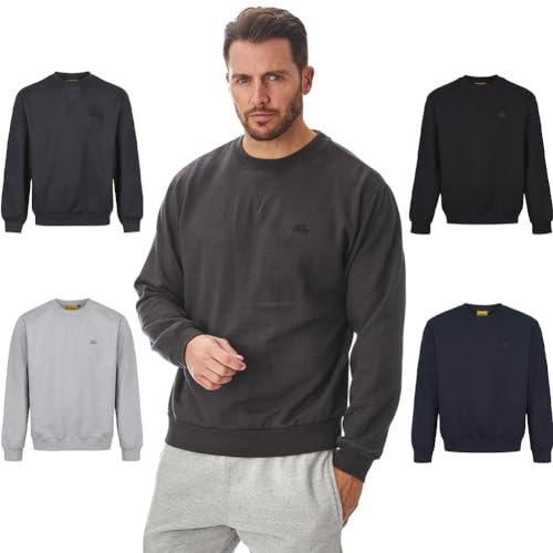 Iron Mountain IMSWT205 Men's Reclaimed Yarn Anti Pil Top Jumper Pullover Sweater Crew Neck Soft Fleece Sweatshirt, Charcoal Marl, M