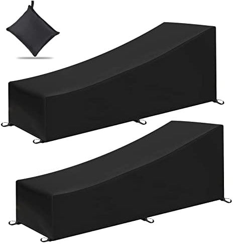 AUPERTO 2Pcs Sun Lounger Cover - Garden Rattan Patio Furniture Protector, Waterproof, Windproof, Anti-UV(200 * 70 * 40 * 75cm)