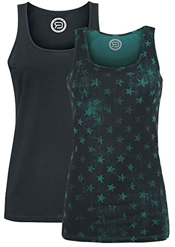 RED by EMP Damen schwarz-grüne Tops im Doppelpack