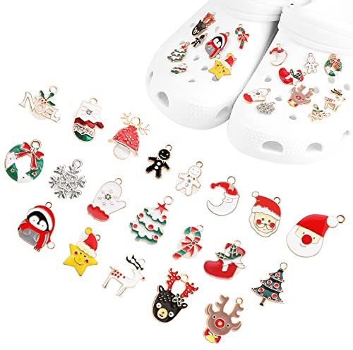 20 Pièces Charmes de Chaussures en Alliage, Breloques de Chaussures à Thème Noël pour Crocs Sandales à Sabots, Xmas Charmes Cadeau de Fête D'anniversaire pour Femmes Filles Garçons Enfants