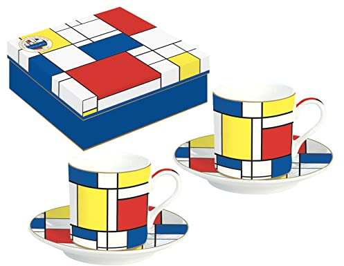 COFFRET 2 TASSES A CAFE 7,5CL EN PORCELAINE MONDRIAN