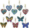 VEGCOO 10 Stück DIY 5D Diamond Art Painting Schlüsselanhänger, Rhinestone Pasted Diamant Malerei Schlüsselbund Stickerei Kunst Handwerk Anhänge (5 Schmetterling und 5 Herz)