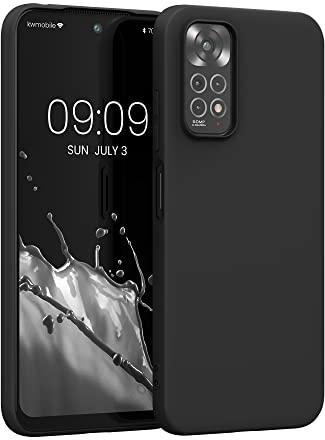 kwmobile Hülle kompatibel mit Xiaomi Redmi Note 11 / Note 11S Hülle - weiches TPU Silikon Case - Cover geeignet für kabelloses Laden - Schwarz matt