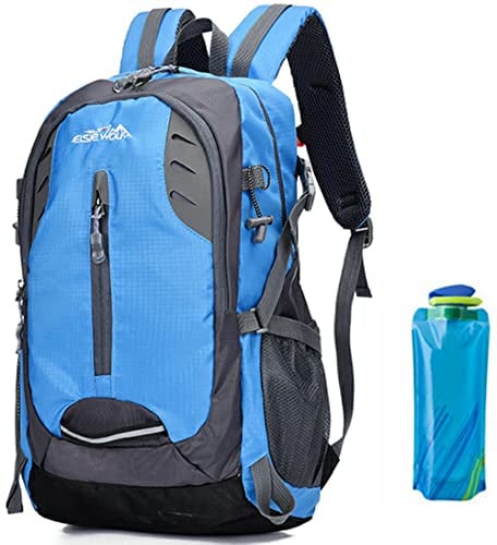 Zaino da escursionismo da 30 litri Zaino da trekking leggero da uomo da donna per viaggi, arrampicata all'aperto, campeggio, alpinismo, impermeabile con bottiglia d'acqua (2-Blu)