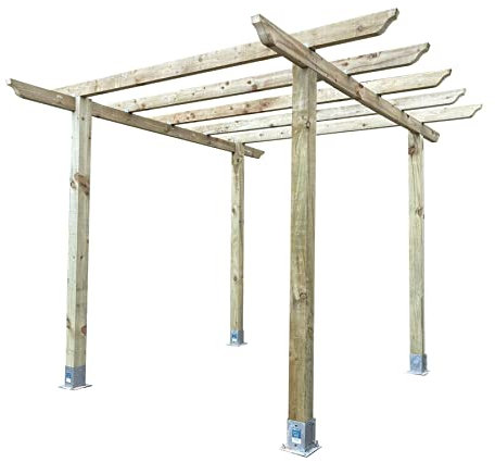PGS Heavy Duty Wooden Pergola Kit Garden/Patio/BBQ/Hot Tub (Height: 2.4mtre | Width/Length 2.7m Champion Design Rafters | Galvanised Bolt Down Feet)