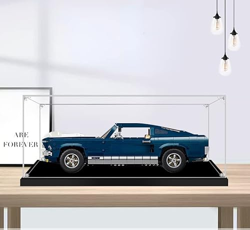 APRILA Acryl Vitrine für 10265 Ford Mustang, Staubdichte Vitrine Transparente Schaukasten Aufbewahrungsbox für Modelle Sammlerstücke, 38 x 20 x 15CM (Nur Vitrine)
