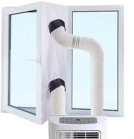 Fensterabdichtung für Mobile Klimageräte Klimaanlagen,Wäschetrockner,Ablufttrockner,Hot Air Stop zum Anbringen an Fenster,Flügelfenster,Schwingfenster,Fensterabdichtung Klimaanlage Doppelschlauch