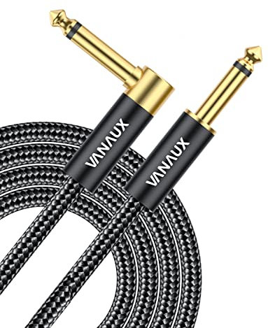 VANAUX 90 Degree Right Angle 1/4 Inch Instrument Cable 6.35mm Mono Jack TS Speaker Cable Compatible with Guitar,Keyboards,Bass,Electronic Drum,Pedal Effects,Amplifier,Audio Mixer,Speaker (16.5feet/5m)