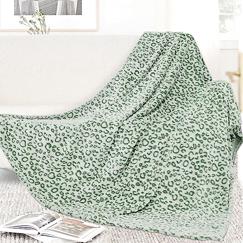 Fleecedecke für Einzelbett, leicht, gemütlich, Salbeigrün, 152,4 x 203,2 cm, weich und warm, Olivgrün, Heimdekoration für alle Jahreszeiten, für Schlafsofa