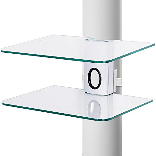 CondoMounts CLMDLSW1002 Pillar & Wall Floating Shelves for Soundbars, Gaming Consoles | No Drill Pillar & Wall Shelf | Holds 40lbs | Fits pillars 8-in to 48-in Post | Fits No stud Walls | Clear Glass