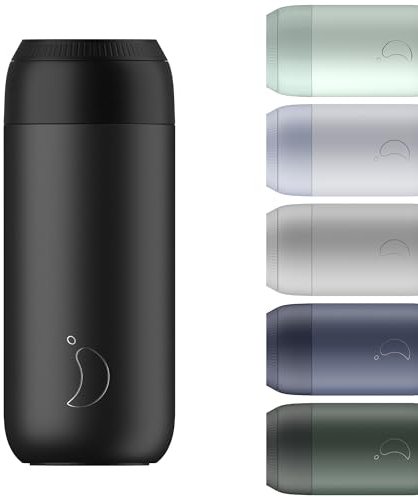 Chilly's Series 2 Coffee Cup - Tight Seal, No Sweating - BPA-Free Stainless Steel - Reusable - Double Walled, Vacuum Insulated - Abyss Black, 500ml