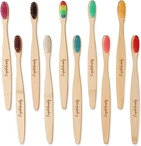 Spazzolino da denti confezione da 12 pezzi in bambù per un sorriso sostenibile pacchetto ecologico Spazzola bambù in legno naturale con carbone biologico: una scelta sana per la tua igiene orale
