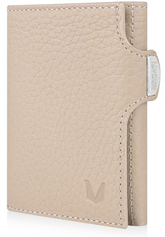 MAGATI Slim Wallet mit Münzfach, RFID-Schutz - Mini Geldbörse Herren & Damen klein - il Santo Kartenetui - Kartenhalter Einkaufswagenchip-Fach Portemonnaie klein – Geldbeutel, Beige