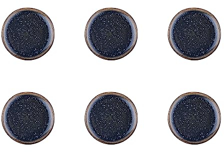 Björn, Collection Iris, Lot de 6 Petites Assiettes en Grès avec Email Réactif, Bleu Foncé - Compatible Micro-ondes et Lave-vaisselle