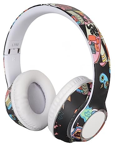 Casque Supra-auriculaire pour Ordinateur Portable PC Gaming, Casque Stéréo Bluetooth 5.1 Graffiti intégré avec Micro intégré, Casque Pliable sans Fil RGB Light Gaming