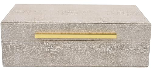 XIGEXIGE Ivory Shagreen box Faux Leather Decorative Boxes,Keepsake And Memory Storage Decorative Boxes with Lids for Modern Home Decor Jewelry Box Organizer