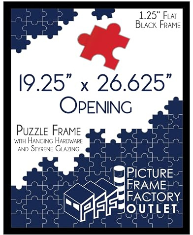 PFFO 19.25x26.625 Black Puzzle Frame for 1000 Piece Puzzles, Wall Decor