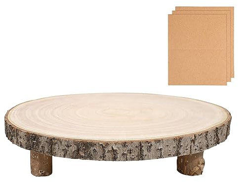 rockible Holzscheiben-Tortenständer, Hochzeitstorte und Käsebrett, 27,9 cm, Servierplatte, Sockel zum Basteln, Desserttisch, Kerzenhalter, Pflanzendekoration