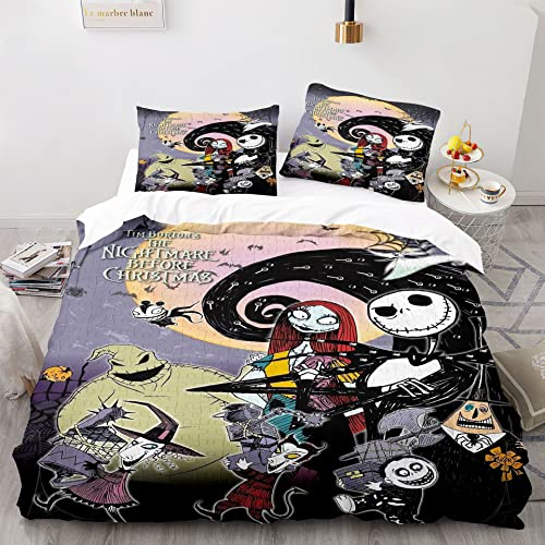 Tanacc 3D Drucken The Nightmare Bettwäsche Set 155x220,Microfaser Einzelbett 1 Bettbezug Mit Reißverschluss + 2 Kissenbezüge 80x80