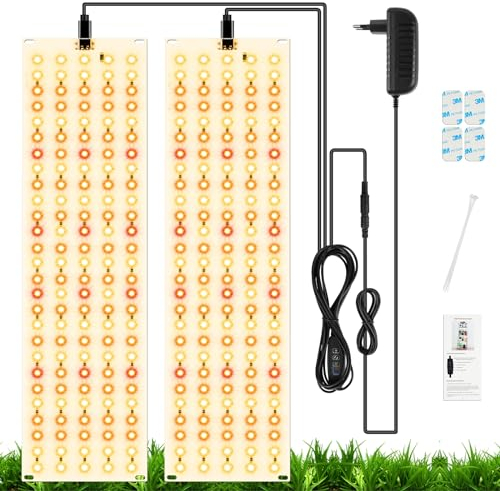 OFFCUP Grow Light, 2pcs Regulable Lampara de Cultivo LED con 270 LED, Lámpara para Plantas con Temporizador 3/6/12H 3 Modos de Luz 3000K/20W para Plantas de Invernadero Hidropónicos de Interior