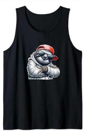 Herren Faultier Sloth in Hip Hop Rapper Cap Tank Top