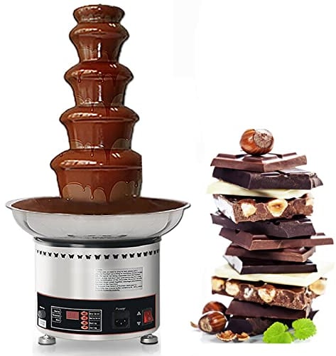 AINITAIFENG Electric Chocolate Fondue Fountain Machine, 5 Tiers Stainless Steel Melting Tower, Leak Proof/easy To Assemble, For Cheese, Sauce, Ranch, 4lbs Capacity