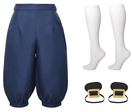BLESSUME Mittelalterliche Herren-Hose, Kolonial-Slip, Socken, Schuhüberzieher, Dunkelblau, Medium