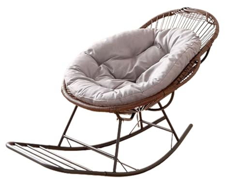 Grand patio Schaukelstuhl, Outdoor Sessel, Rattan Schaukelstuhl mit gepolstertem Kissen, für Schlafzimmer, Wohnzimmer,Ecke, Veranda, Schaukelsessel Modern Schwingsessel Bequem Sessel(Color:Coffee)