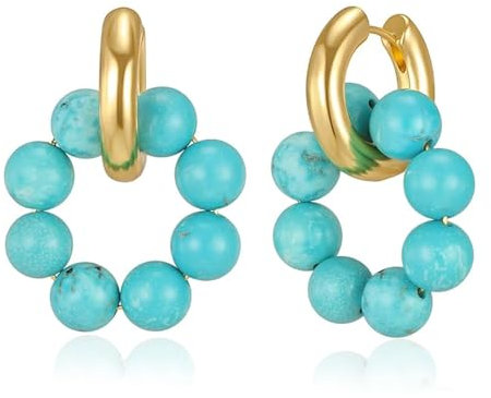 Irikdescia Türkise Perlen Ohrringe, Nostalgisch Rund Schön Grün Earrings,Kleine Tropfen Damen Ohrringe Zierliche Schmuckgeschenke Für Frauen Und Mädchen