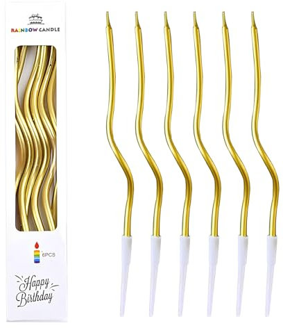 Geburtstagskerzen, Happy Birthday Kerze, Kuchenkerzen Gold, Buchstaben Kerzen Happy Birthday, Kuchenkerzen Mit Halterung, Happy Birthday Cake Topper (Spiral Kerze*6)