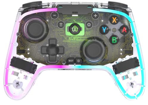 Sarini Controller di Gioco RGB,con Illuminazione a LED Regolabile Gamepad Wireless,Gamepad Bluetooth per PC Controller Bluetooth Wireless per PC,PS-4/PS-4 PRO/PS-4 Slim