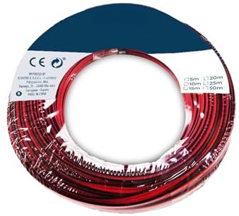 Carrete de cable paralelo 2x0,75mm en rojo y negro, ideal para audio. Perfecto para tus proyectos de sonido, con 15 metros de longitud para mayor versatilidad y comodidad en la conexión.