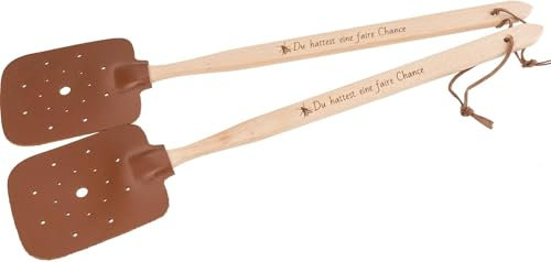 Fliegenklatsche aus Buchenholz und Kunstleder | Du hattest eine Faire Chance Gravur