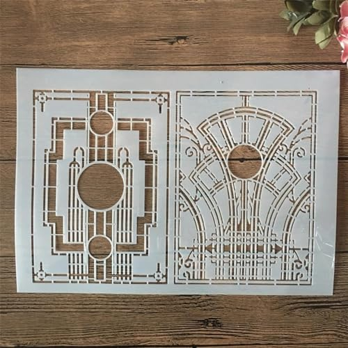 Schablonen zum Malen, A4, 29 cm, Hausbau, Fenster, wiederverwendbare Schablone zum Malen auf Wänden, Möbeln, Basteln, Scrapbooking, Karten, Bodenzeichnungen, Heimdekoration, Muster A