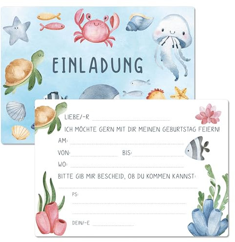 BIROYAL 13x Einladungen Kindergeburtstag Mädchen Junge mit Umschläge - Witzige Waldtiere Design - Geburtstagseinladungen Mädchen Jungen - 105x148mm Einladung Kindergeburtstag - Einladungskarten Kinder