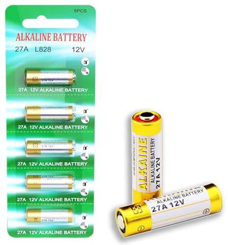 Batterie Alcaline 27A 12V, Set da 5 Batterie per Telecomandi Cancelli, Garage