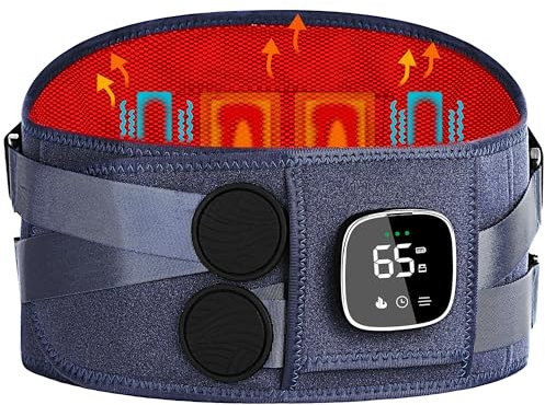 Wärmegürtel Rücken, 152 cm Kabellos Heizgürtel Massagegerät mit 5 Massagemoden & 3 Wärmestufen, Tragbare Rückenbandage Heizkissen für Rücken Lenden mit Abschaltautomatik, Geschenke für Frauen Männer
