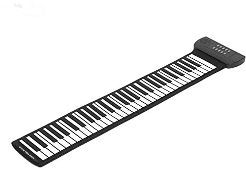 61 Tasten Handrollen Klavier Tragbarer 4D -Stereo -Surround -Sound Roll Up Keyboard Piano Alle Altersgruppen Schwarz (PM61)